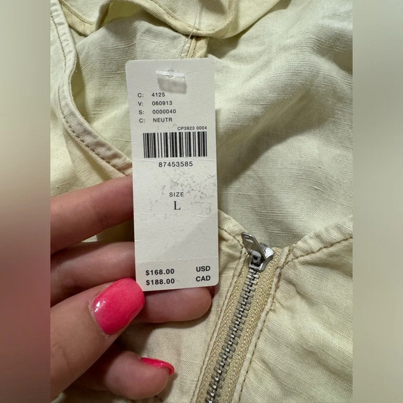 NWT Pilcro women’s Belted V-Neck Romper cream color size large summer linen - Picture 7 of 8